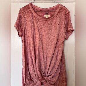 Cupio Short Sleeve Pink Tee with Knot Detail